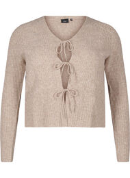 Knitted cardigan with tie details, Simply Taupe Mel., Packshot