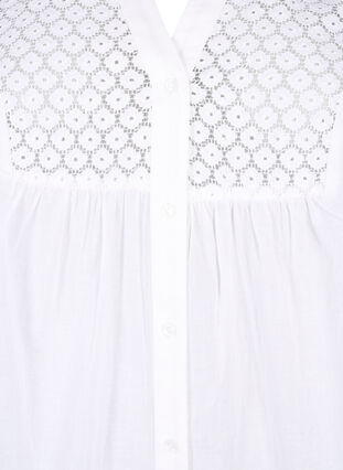 Zizzifashion FLASH - Shirt with crochet detail, Bright White, Packshot image number 2