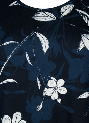 Zizzifashion Floral blouse with long sleeves, Navy B. Flower AOP, Packshot image number 2