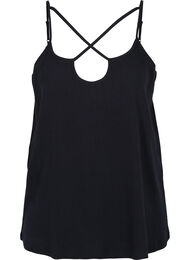 Organic cotton rib top with cross detail, Black, Packshot