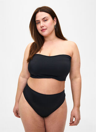 Zizzifashion Solid color bikini bottom with regular waist, Black, Model image number 0