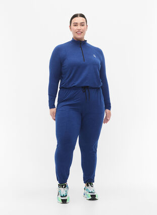 Zizzifashion Training pants with pockets and drawstrings, S. Blue / Black Mel., Model image number 3