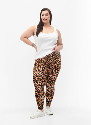 Zizzifashion Viscose leggings with leopard print, Leo, Model image number 2