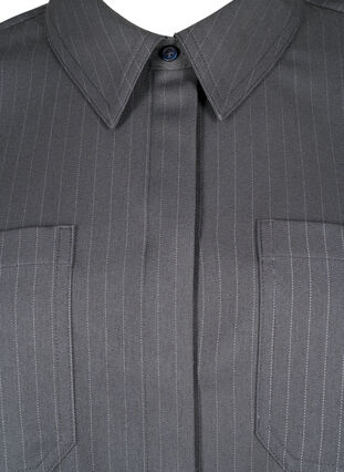 Zizzifashion Pinstriped shirt with collar and chest pockets, Dark Shadow Pin St., Packshot image number 2