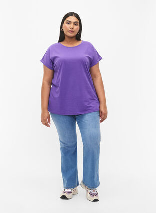 Zizzifashion Short sleeved cotton blend t-shirt, ULTRA VIOLET, Model image number 2