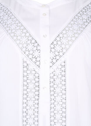 Zizzifashion Viscose blouse with lace trim, Bright White, Packshot image number 2