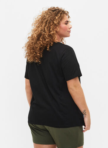 Zizzifashion Short sleeve basic t-shirt with v-neck, Black, Model image number 1