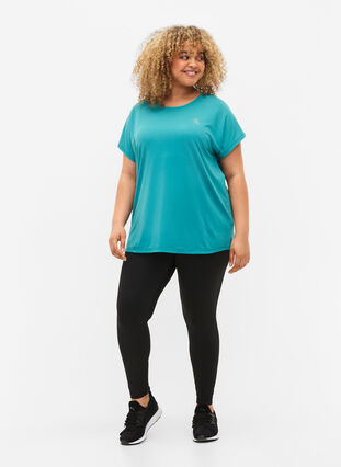 Zizzifashion Short sleeved workout t-shirt, Green-Blue Slate, Model image number 2