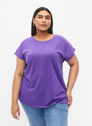 Zizzifashion Short sleeved cotton blend t-shirt, ULTRA VIOLET, Model image number 0