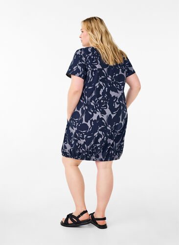 Zizzifashion Short-sleeved, printed cotton dress, Skyrocket AOP, Model image number 1