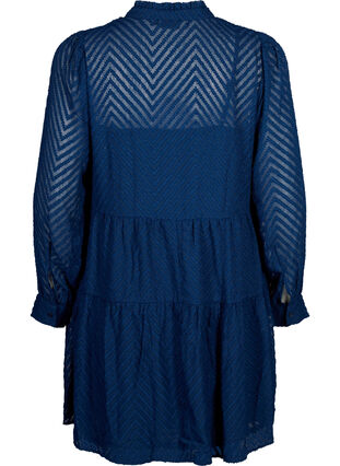 Zizzifashion Textured short dress with a ruffle collar, Navy Blazer, Packshot image number 1