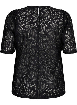 Zizzifashion Lace blouse with short sleeves, Black, Packshot image number 1