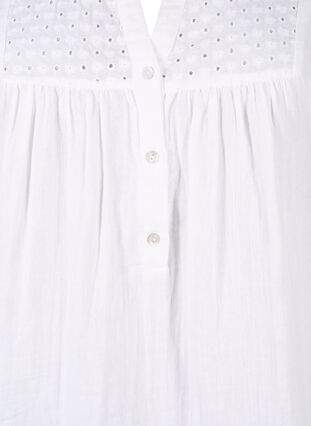 Zizzifashion Cotton blouse with broderie anglaise and 3/4 sleeves, Bright White, Packshot image number 2