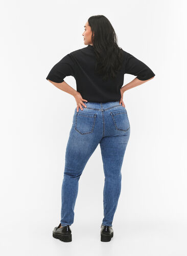 Zizzifashion Amy jeans with a high waist and super slim fit, Blue denim, Model image number 1