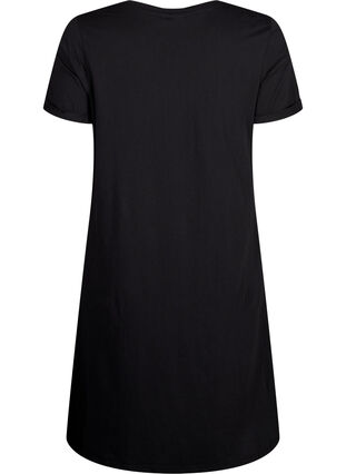 Zizzifashion Short-sleeved nightgown in organic cotton, Black Be Strong , Packshot image number 1