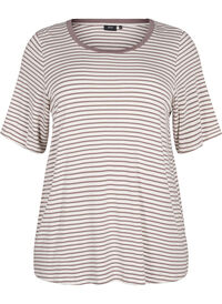 Striped T-shirt in lyocell with round neck