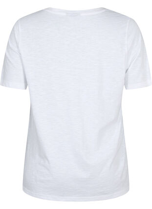 Zizzifashion Short-sleeved basic t-shirt with v-neck, Bright White, Packshot image number 1
