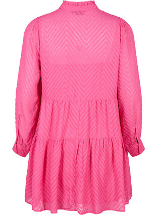 Zizzifashion Textured short dress with a ruffle collar, Magenta, Packshot image number 1