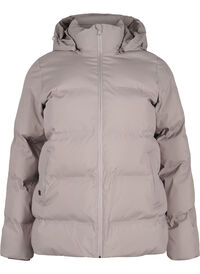 Short puffer jacket with hood