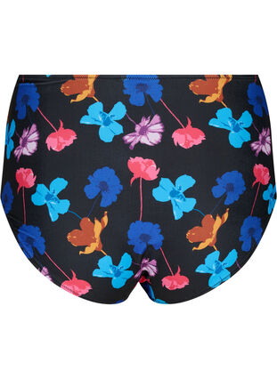 Zizzifashion Bikini bottom with print and high waist, Black Flower AOP, Packshot image number 1