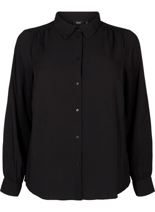 Zizzifashion Dotted shirt with collar, Black, Packshot image number 0