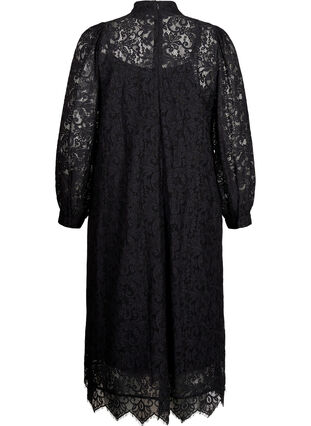 Zizzifashion Long-sleeved lace dress with high neck, Black, Packshot image number 1