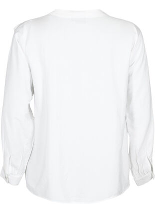 Zizzifashion Viscose shirt blouse with ruffles, Bright White, Packshot image number 1