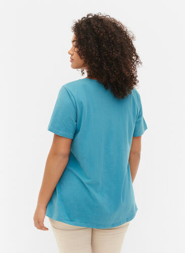 Zizzifashion Basic plain cotton t-shirt, Brittany Blue, Model image number 1
