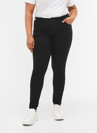 Zizzifashion High-waisted super slim Amy jeans , Black, Model image number 2