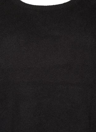 Zizzifashion Loose-fitting knitted blouse with round neck, Black, Packshot image number 2