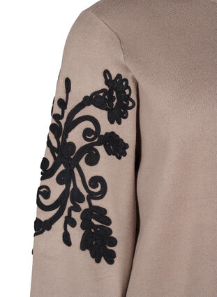 Zizzifashion Knitted blouse with embroidery, Desert Taupe Comb, Packshot image number 2