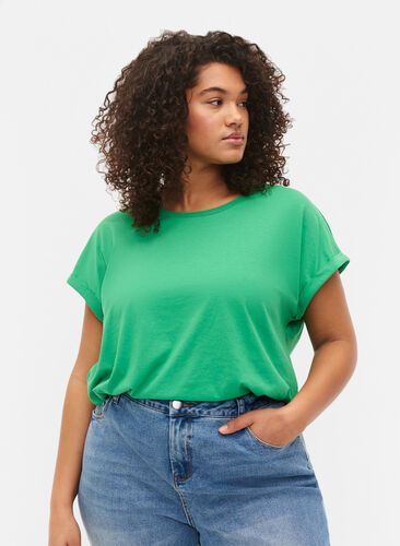 Zizzifashion Short sleeved cotton blend t-shirt, Kelly Green, Model image number 0