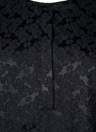 Zizzifashion Jacquard dress with long sleeves and ruffle detail, Black, Packshot image number 2