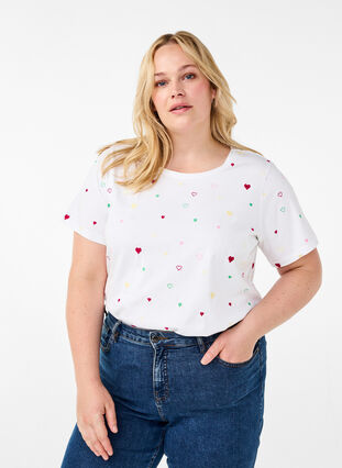 Zizzifashion Organic cotton T-shirt with lemons, White Heart Emb., Model image number 0