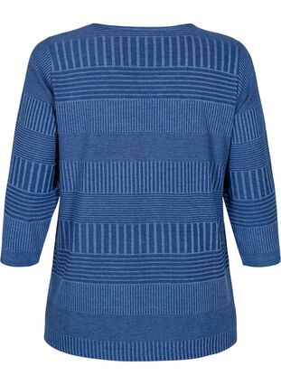 Zizzifashion Blouse with 3/4 sleeves and striped pattern, Estate Blue Melange, Packshot image number 1