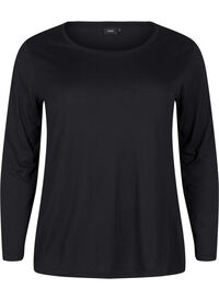 Long-sleeved blouse in wool and viscose