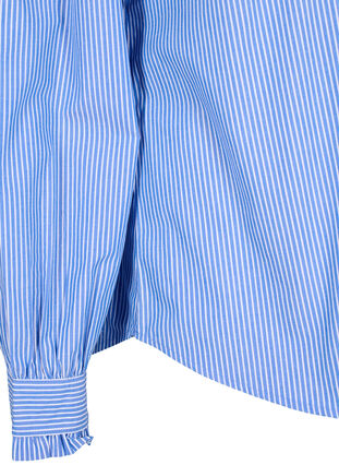 Zizzifashion Striped shirt blouse with ruffles, Princess Blue W. St., Packshot image number 3