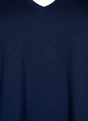 Short-sleeved basic t-shirt with v-neck Sz. - - Blue - Zizzifashion 42-60