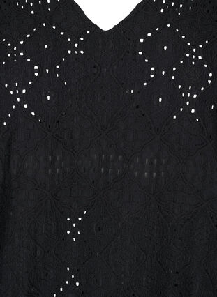 Zizzifashion Long-sleeved blouse with V-neck and hole pattern, Black, Packshot image number 2