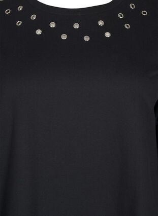 Zizzifashion Sweat tunic with metal details, Black, Packshot image number 2