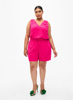 Zizzifashion Sleeveless top with wrinkle details, Pink Peacock, Model image number 2
