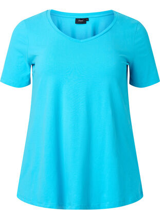 Zizzifashion Basic plain cotton t-shirt, Blue Atoll, Packshot image number 0