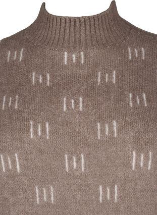 Zizzifashion Knitted blouse with pattern and high neck, Walnut Mel. Comb, Packshot image number 2