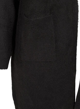 Zizzifashion Long knitwear cardigan with pockets, Black, Packshot image number 2