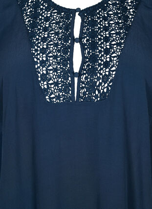 Zizzifashion Viscose blouse with 1/2 sleeves and embroidery detail, Total Eclipse, Packshot image number 2