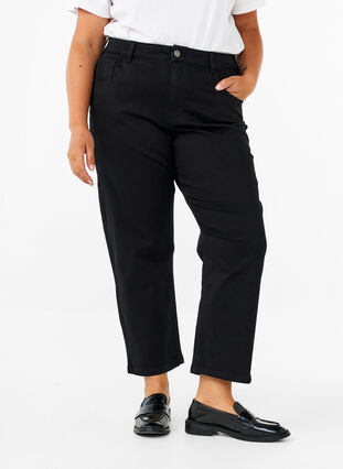 Zizzifashion Cropped Vera jeans with straight fit, Black, Model image number 2