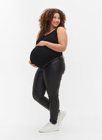 Pregnancy leggings in viscose with buttons - Black - Sz. 42-60 -  Zizzifashion
