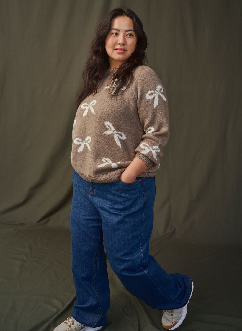 Knitted blouse with bows, Walnut Birch Comb, Image