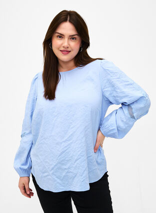 Zizzifashion Blouse with TENCEL™ Modal with embroidery details, Serenity, Model image number 0