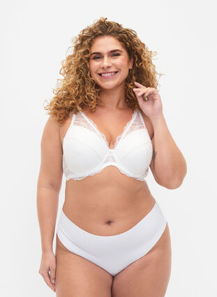 Zizzifashion Padded lace bra with underwire, Bright White, Model image number 2